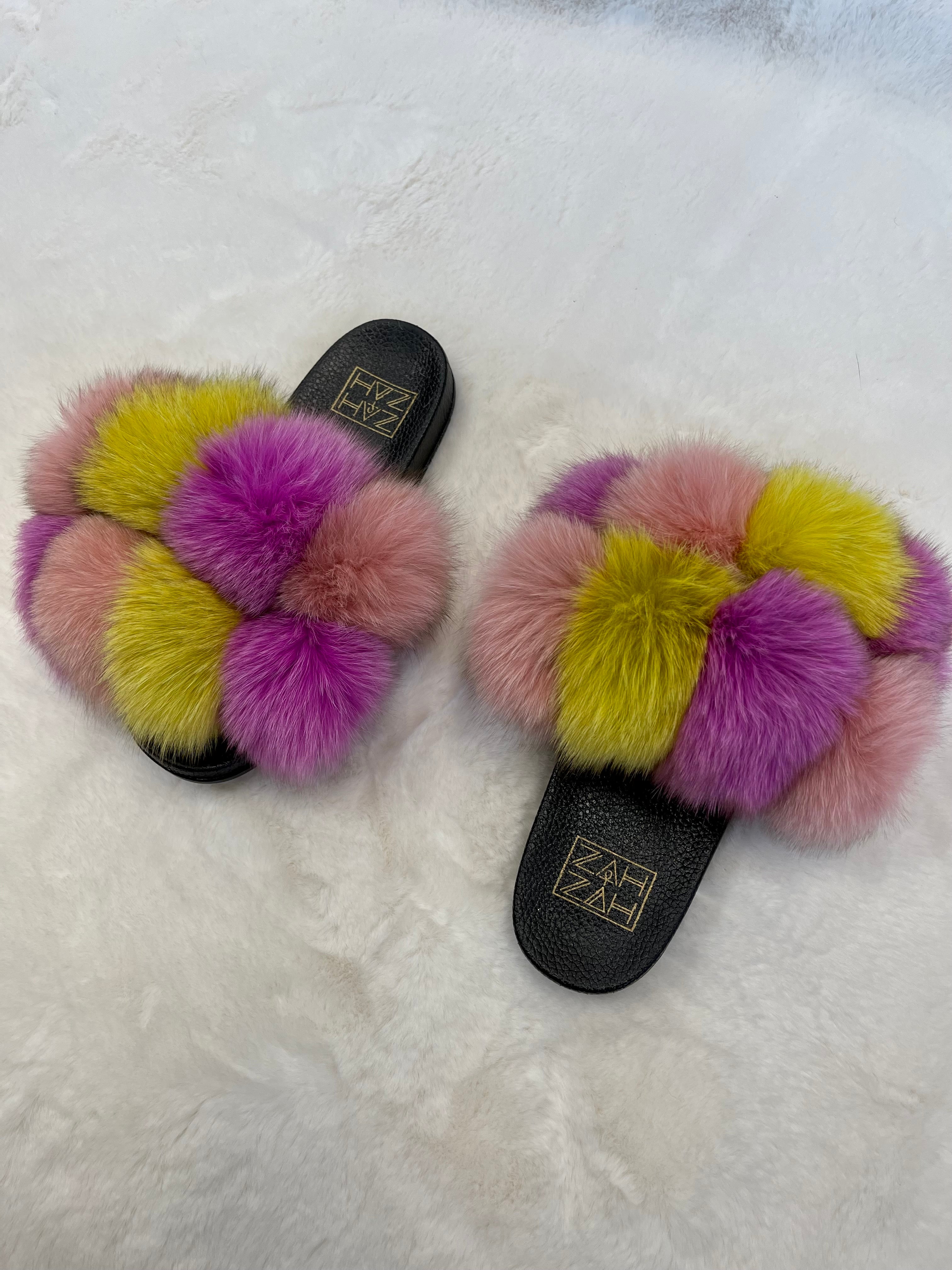 Pinky Blush Puff Slide