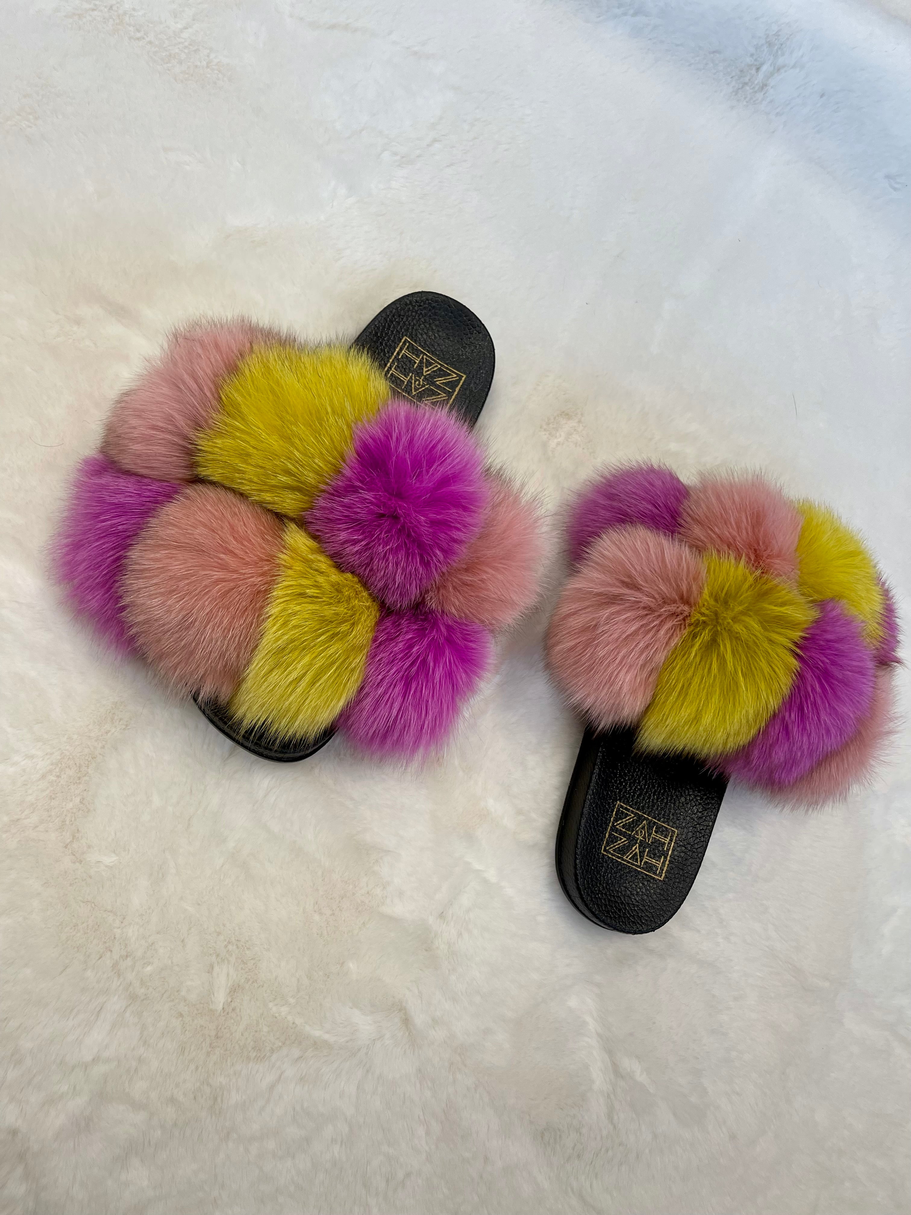 Pinky Blush Puff Slide