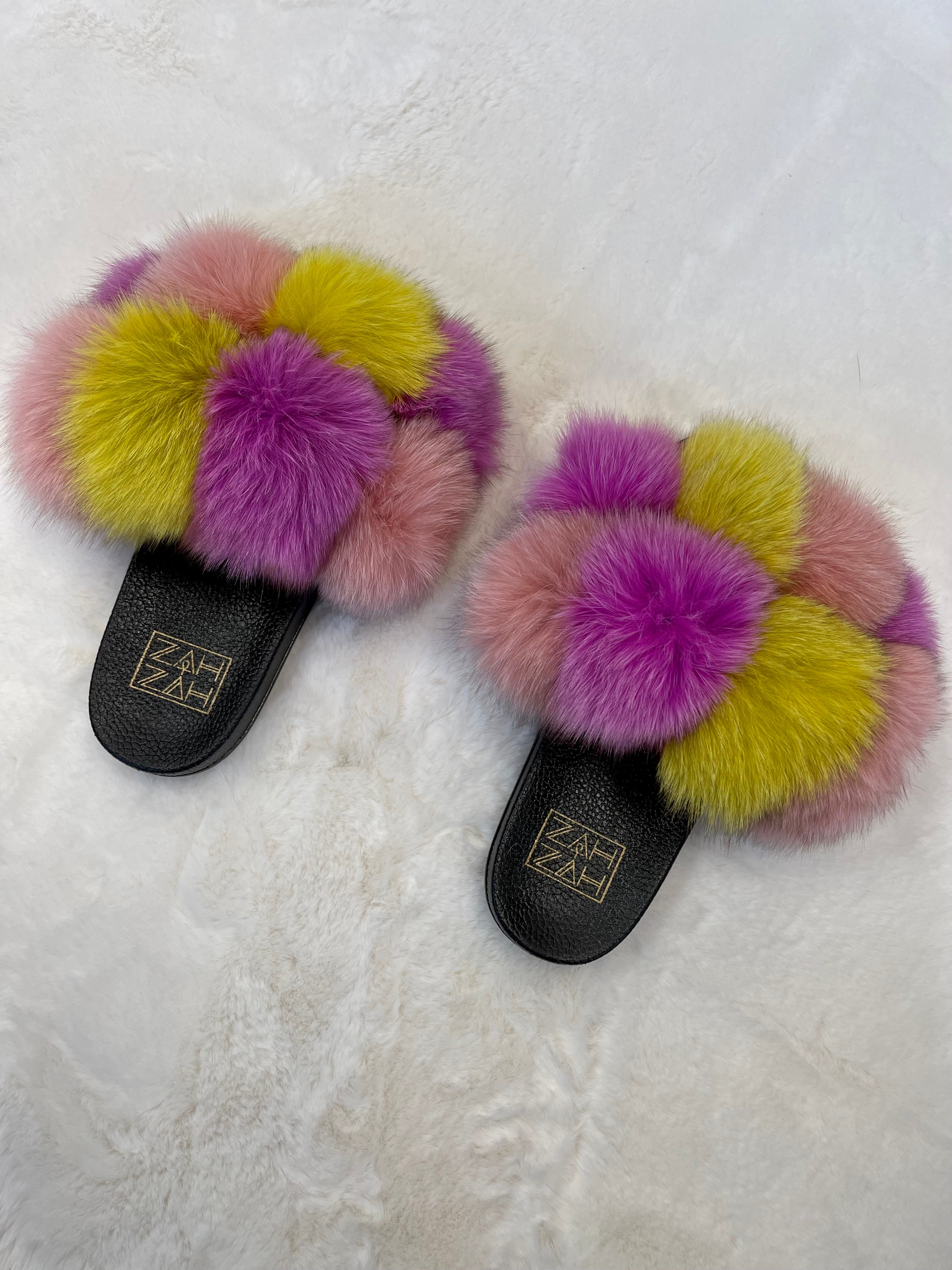 Pinky Blush Puff Slide